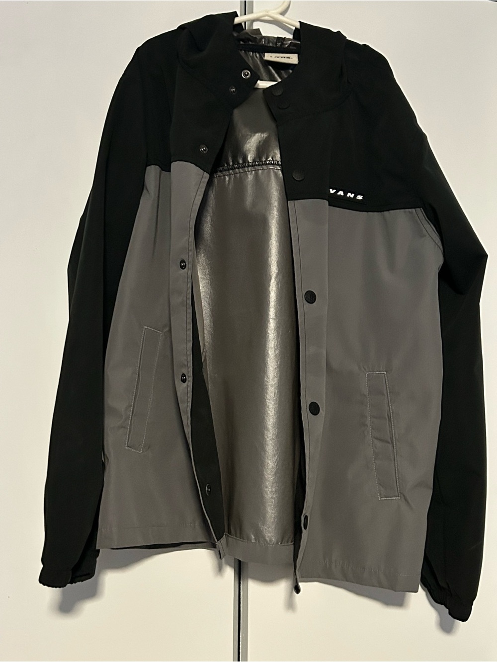 Vans Boys Colorblock Hooded Coach Jacket Grey Black Size Youth L (12/14)